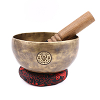 Bol Chantant Tibétain Méditation 4 Pouces (10 Cm) - Laiton Rouge - Avec Maillet Et Coussin - Pour Yoga, Relaxation, Bien-être